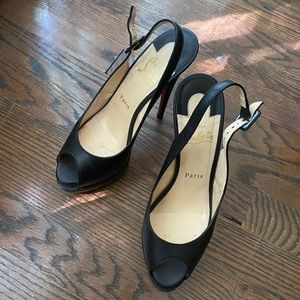Christian louboutin slingback peep toe mules